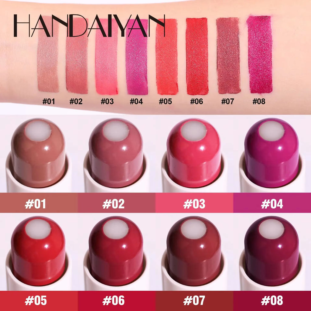 2-In-1 Nude Lipstick Matte Red Lip Balm Moisturizing 8 Colors Sandwich Lipstick Waterproof Long Lasting Non-Stick Cup Lip Stick