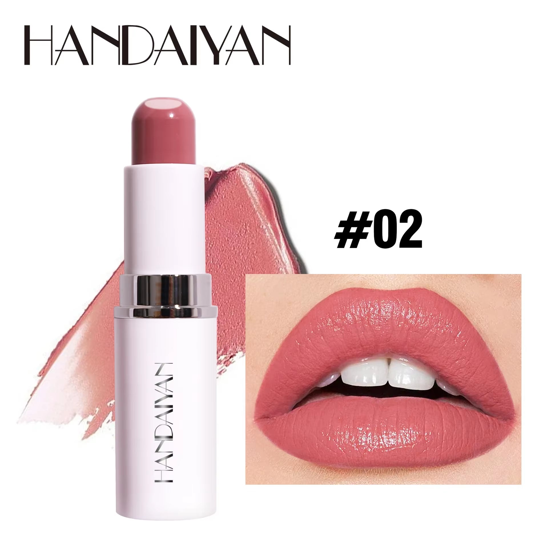 2-In-1 Nude Lipstick Matte Red Lip Balm Moisturizing 8 Colors Sandwich Lipstick Waterproof Long Lasting Non-Stick Cup Lip Stick