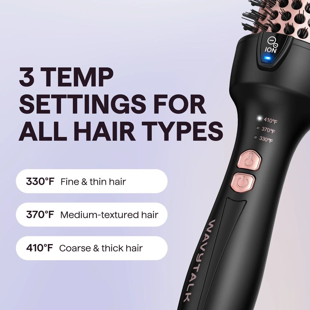 Thermal Brush for Blowout Look, 1 1/2 Inch Ionic Heated Nylon Brush Get Natural Curls, Rose Gold