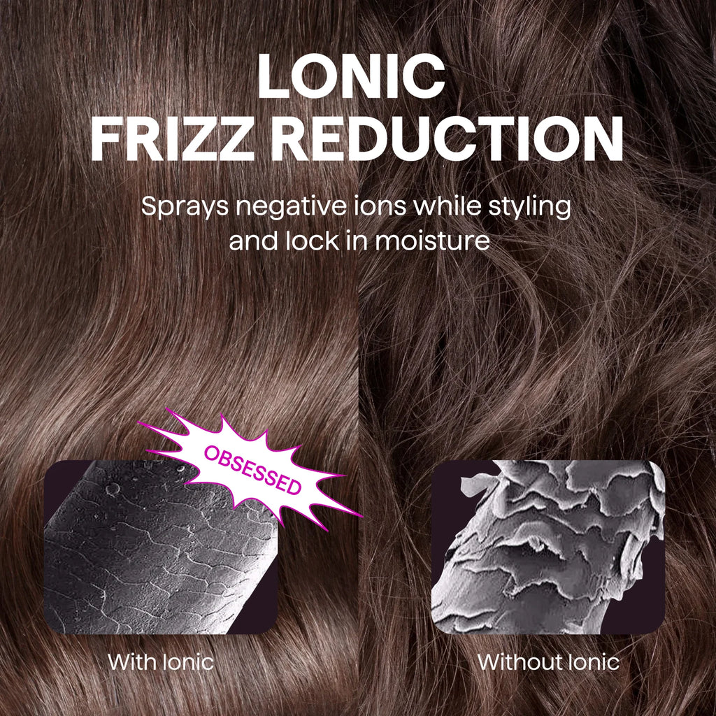 Thermal Brush for Blowout Look, 1 1/2 Inch Ionic Heated Nylon Brush Get Natural Curls, Rose Gold
