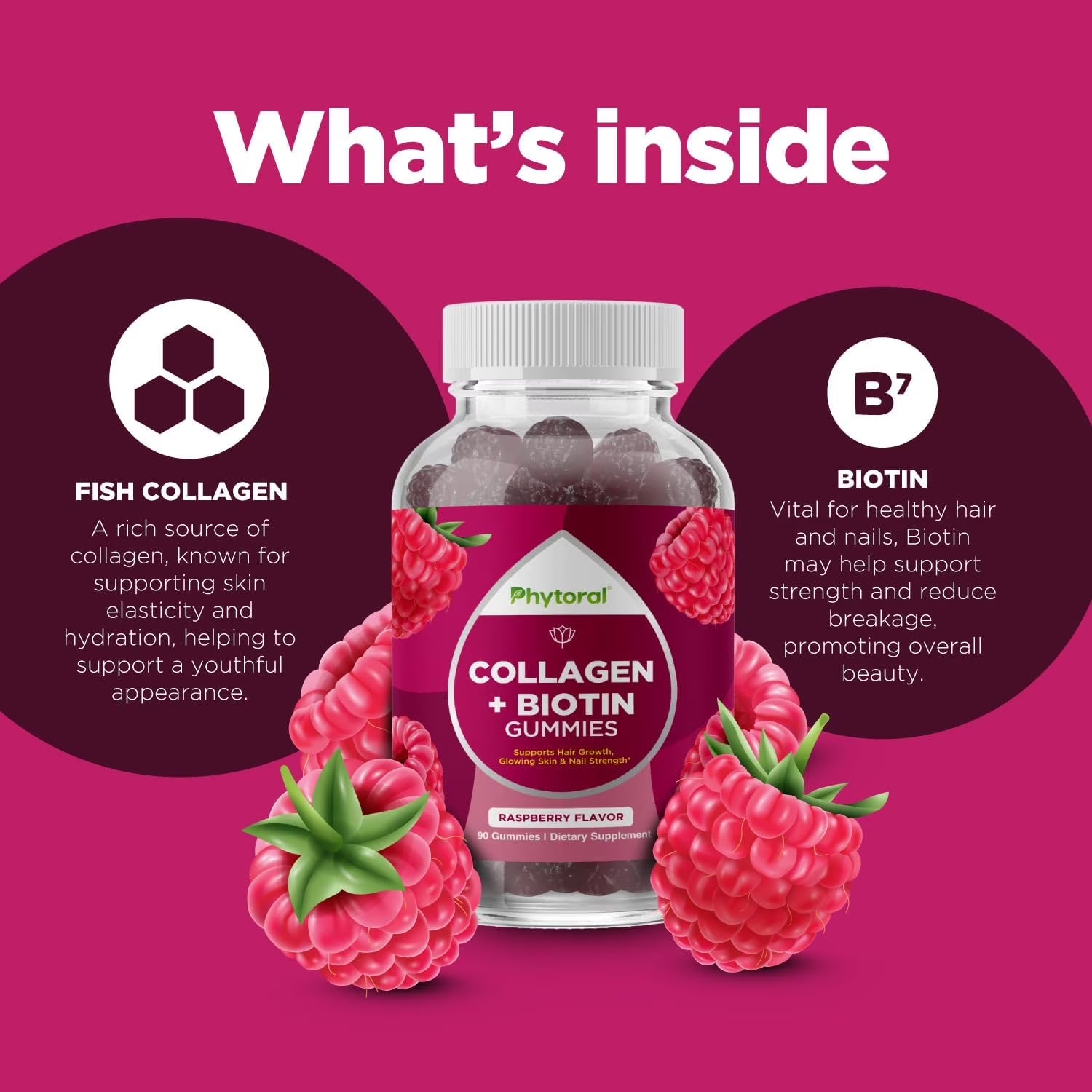 Extra Strength Biotin and Collagen Gummies for Hair, Skin, & Nail Health, 90 Gummies