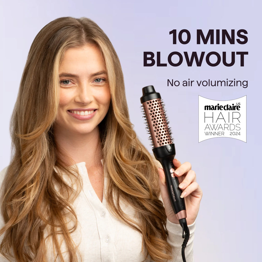 Thermal Brush for Blowout Look, 1 1/2 Inch Ionic Heated Nylon Brush Get Natural Curls, Rose Gold