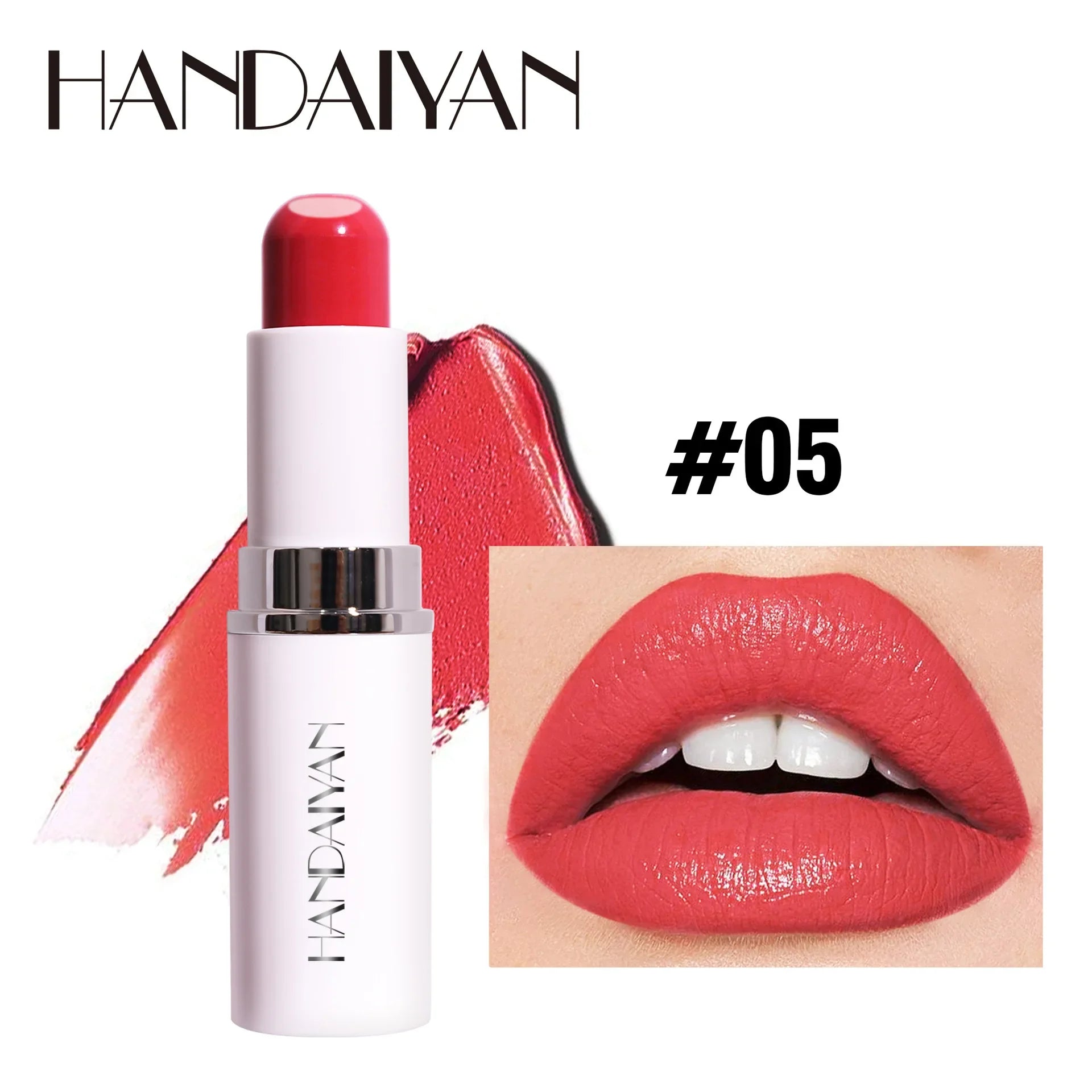2-In-1 Nude Lipstick Matte Red Lip Balm Moisturizing 8 Colors Sandwich Lipstick Waterproof Long Lasting Non-Stick Cup Lip Stick