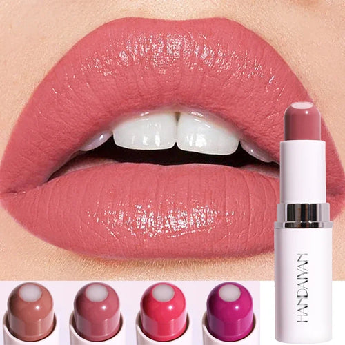 2-In-1 Nude Lipstick Matte Red Lip Balm Moisturizing 8 Colors Sandwich Lipstick Waterproof Long Lasting Non-Stick Cup Lip Stick