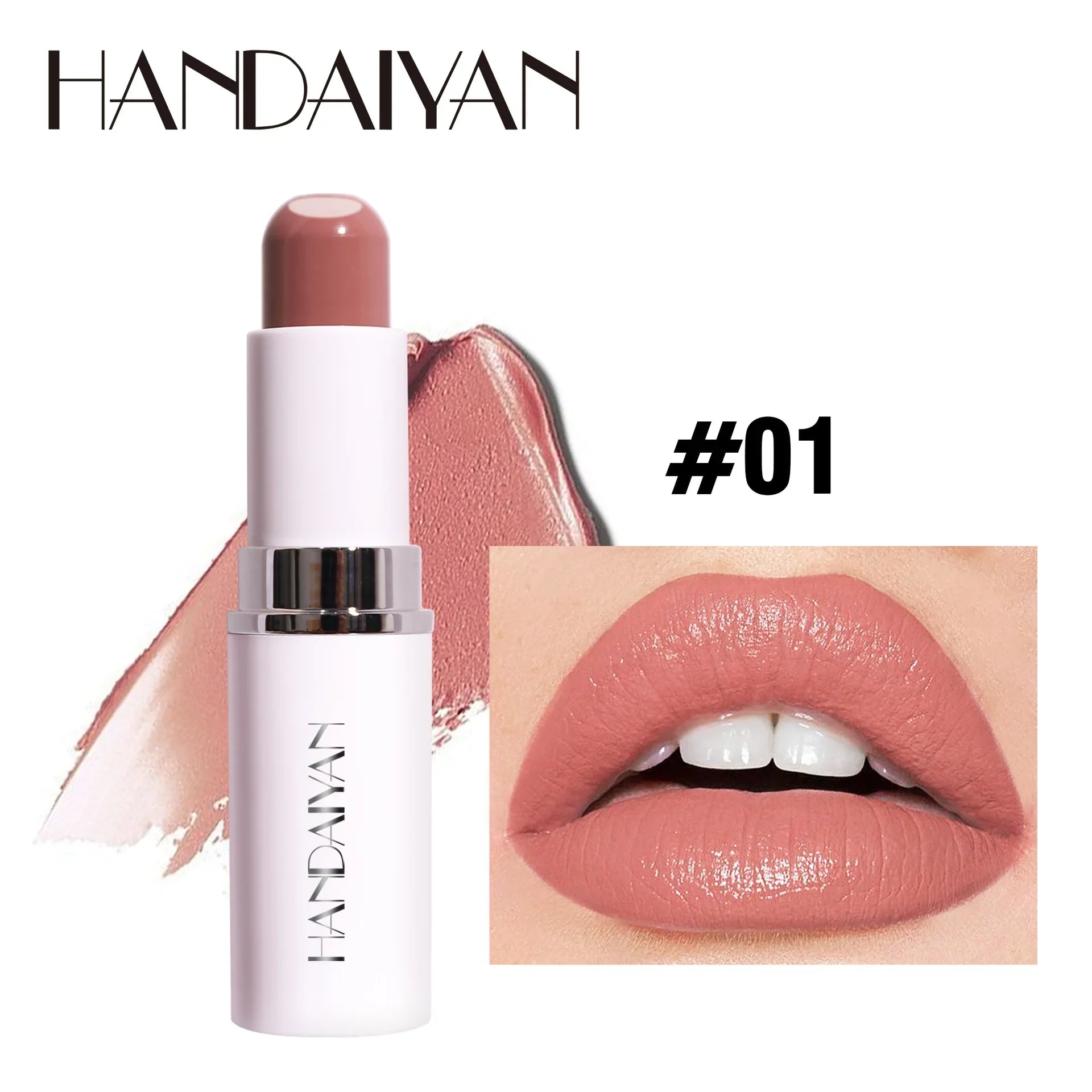 2-In-1 Nude Lipstick Matte Red Lip Balm Moisturizing 8 Colors Sandwich Lipstick Waterproof Long Lasting Non-Stick Cup Lip Stick
