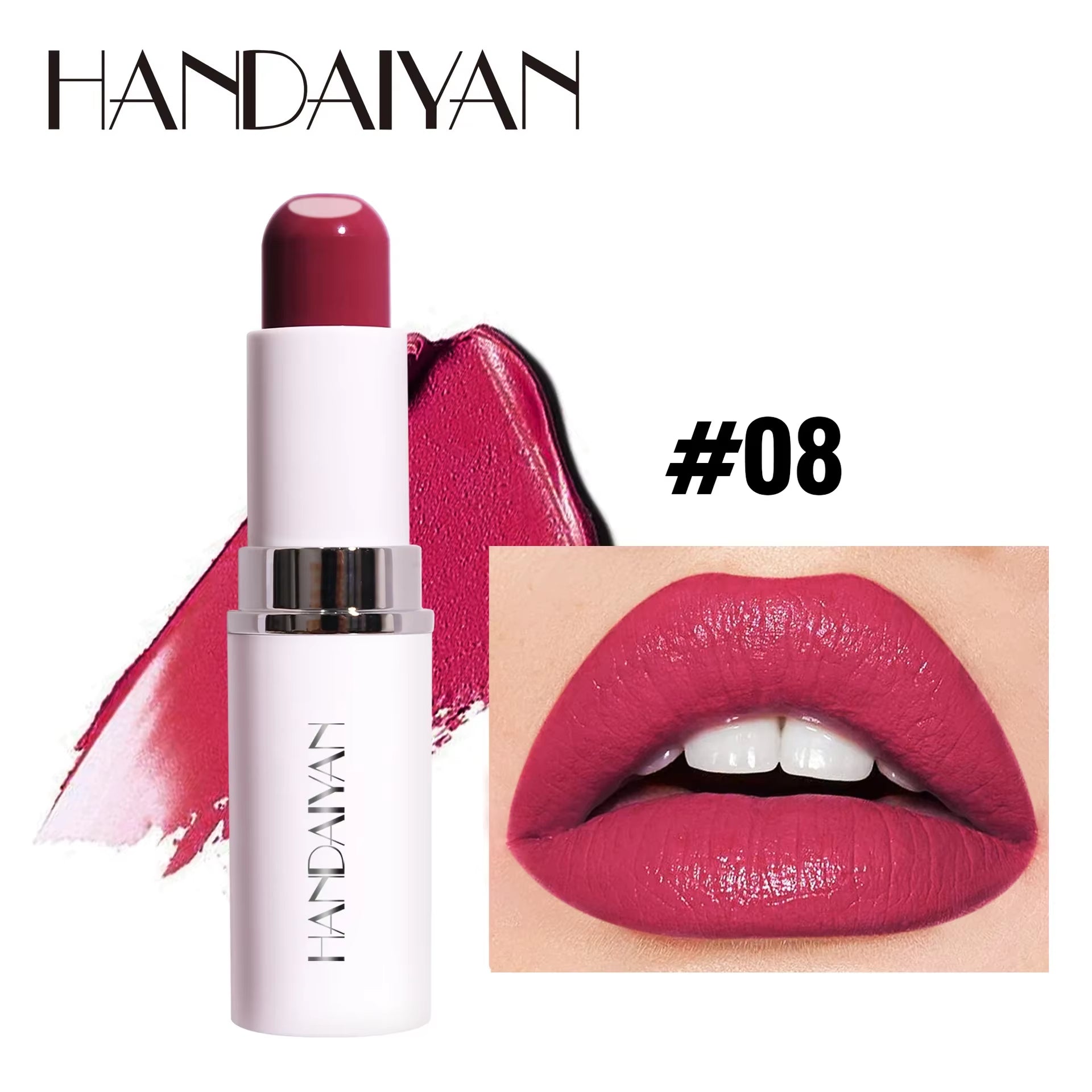 2-In-1 Nude Lipstick Matte Red Lip Balm Moisturizing 8 Colors Sandwich Lipstick Waterproof Long Lasting Non-Stick Cup Lip Stick