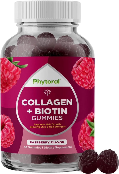 Extra Strength Biotin and Collagen Gummies for Hair, Skin, & Nail Health, 90 Gummies